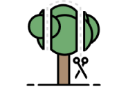 Logo voor het planten, aanplanten of verplanten van bomen in de huisstijl van De Bomeniers